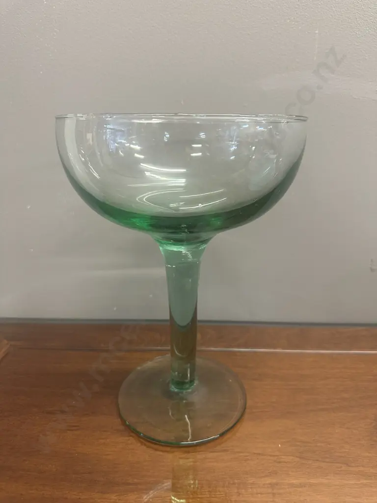 Green Hand Blown Large Margarita Style Glass H27cm. Image 1++