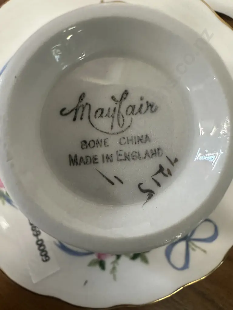 Mayfair "Mother"  Footed Teacup, Saucer & Plate -  Fine Bone China, Made in England Image 1++