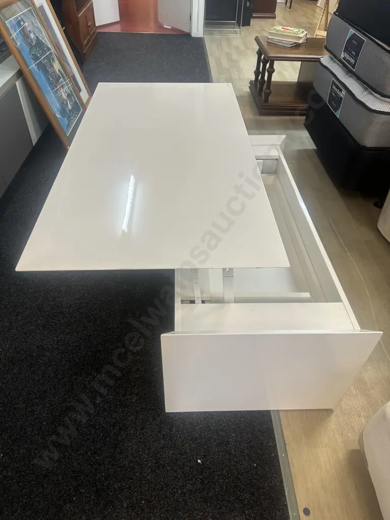 White Rectangular Lift Top Coffee Table Image 1++