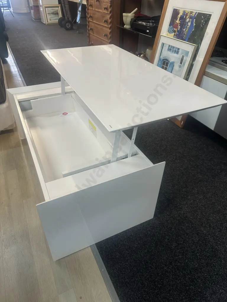 White Rectangular Lift Top Coffee Table Image 1++