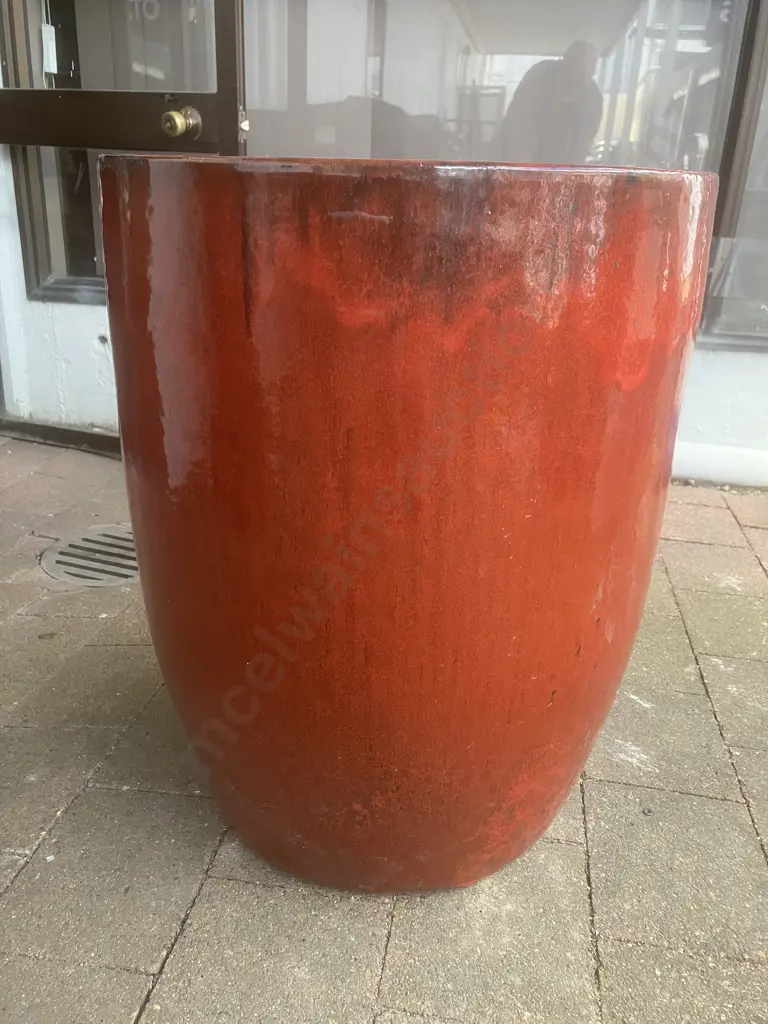 Large Red & Black Glazed Terracotta Planter. 68 x 55cm Image 1++