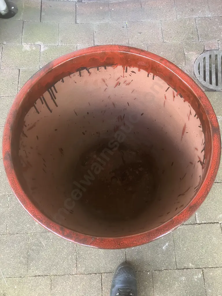 Large Red & Black Glazed Terracotta Planter. 68 x 55cm Image 1++