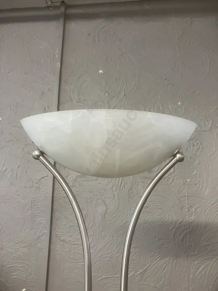 Mother and Child Uplighter Floor Lamp with Reading Light - Polished Chrome Finish H185cm Image 1++