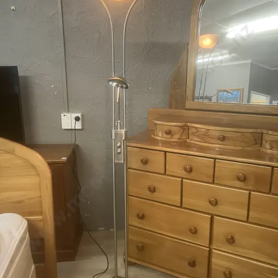Mother and Child Uplighter Floor Lamp with Reading Light - Polished Chrome Finish H185cm