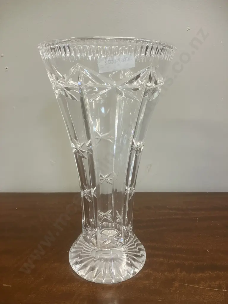Vintage Crystal Trumpet Shaped Vase. H26cm Image 1++