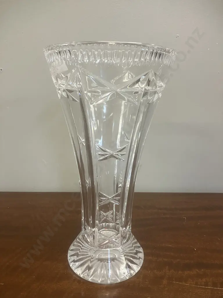 Vintage Crystal Trumpet Shaped Vase. H26cm Image 1++