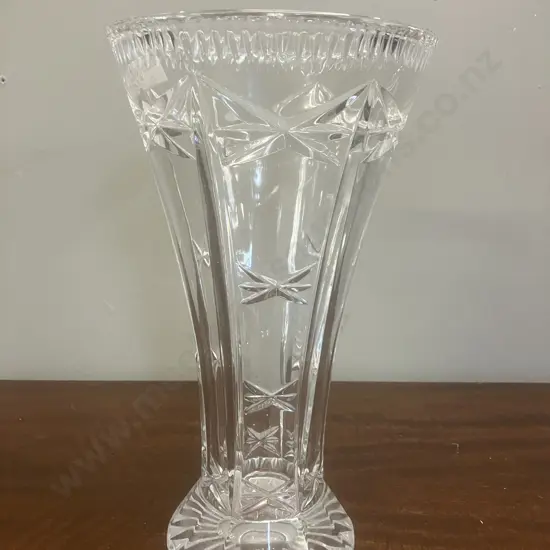 Vintage Crystal Trumpet Shaped Vase. H26cm