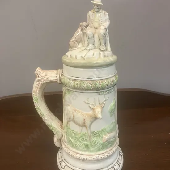 Vintage Ceramic Lidded German 3D Stein. H33cm