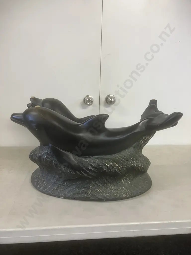 Contemporary Dolphin Coffee Table With Oval Glass Top. H39 L106 D61cm Image 1++
