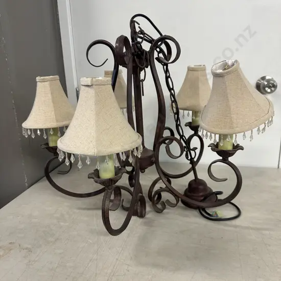 Traditional Wrought Five Light Chandelier With Teardrop Detail