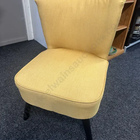 Yellow Upholstered Chair With Dark Brown Legs