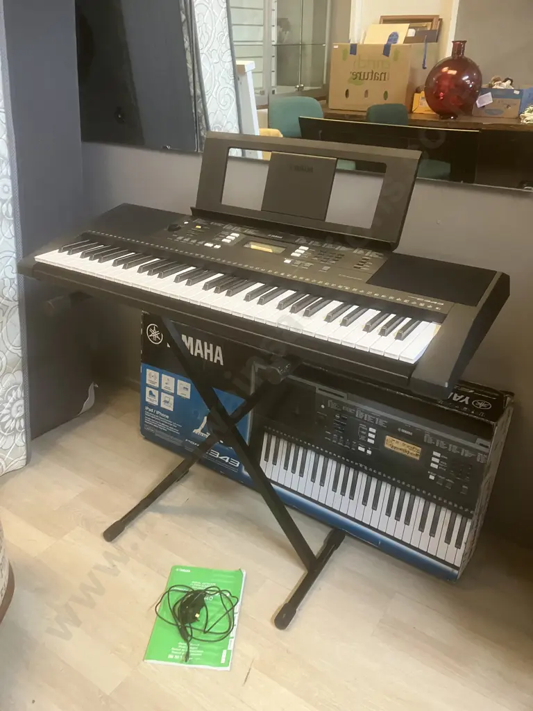 Yamaha PSR-E343 Digital Keyboard - 61 Note Touch Sensitive, With Manual & Stand Image 1++