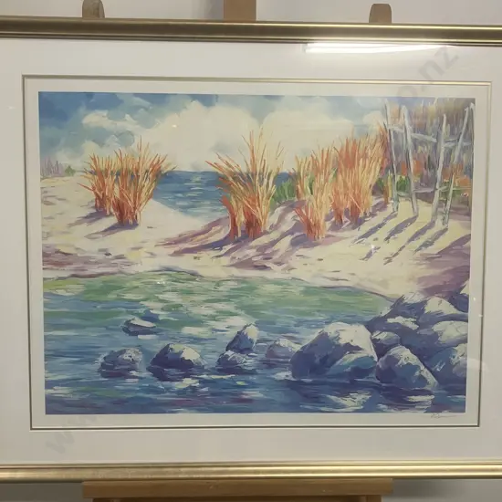Kerry Brandon "La Paya Arenosa" Offset Lithograph, Signed. Framed & Matted, Behind Perspex. 73 x 91cm