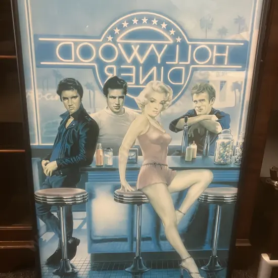 Vintage 'Hollywood Diner' Iconic Celebrity Framed Poster, 91 x 61cm