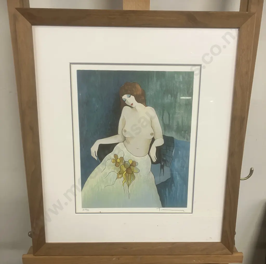 Itzchak Tarkay "Blue-Eyed Blues" Limited Edition Serigraph 14/31, Signed Lower Right. Glazed & Matted Frame. 50 x 44cm Image 1++