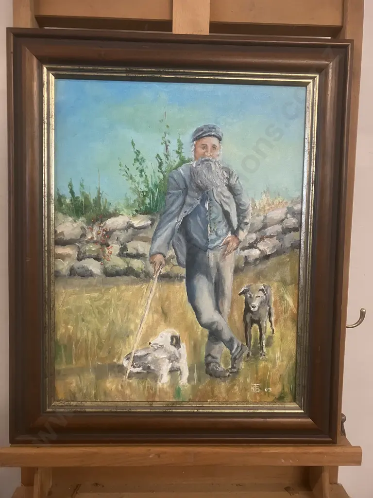 Kerry Brandon "Gooseberry" The Gardener And Friends 03 - Oil on Board, Signed Lower Right. Framed 57 x 47cm Image 1++