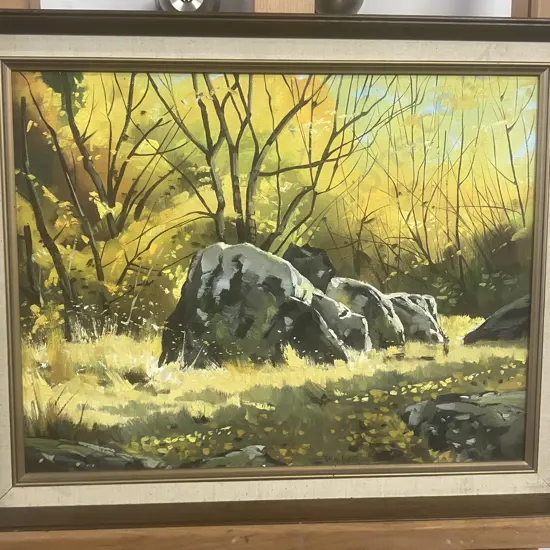 Trevor Hayter "Autumn" Kawerua Gorge. S.I. Oil On Canvas Board, Signed Front, Title On Back. Framed 43 x 53cm