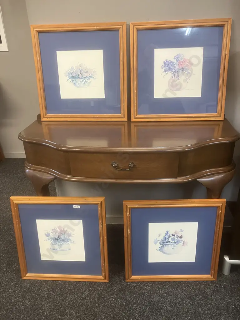 Rosalind Oesterle Floral Watercolor Art Prints x 4, Framed & Matted. 45 x 45cm Image 1++