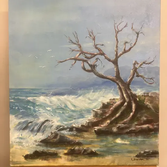 Kerry Brandon "Hanging On" Oil On Canvas, Signed Lower Right. 60 x 50cm