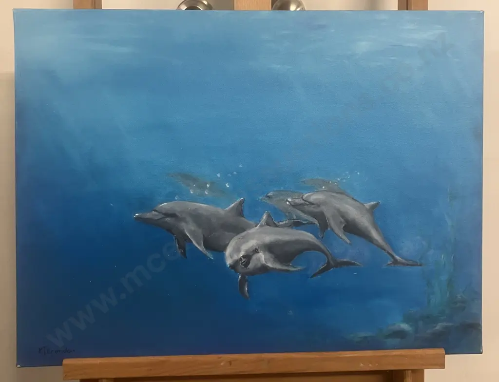 Kerry Brandon "Bay Swimmers" Oil On Canvas, Signed Lower Left. 46 x 61cm Image 1++