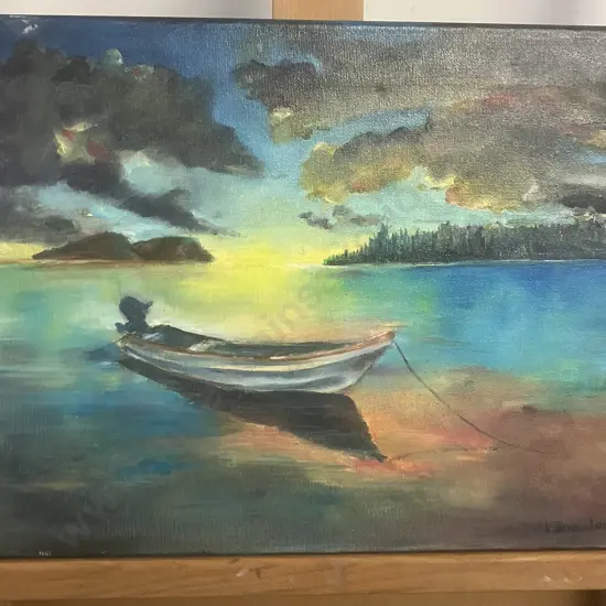 Kerry Brandon "Calm Waters" Mixed Medium On Canvas, Signed Lower Right. 30 x 40cm