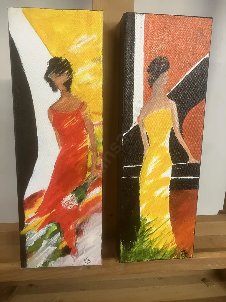 Kerry Brandon Pair of Oil Paintings In The Style of Emile Bellet, Signed Lower Right. 30 x 10cm Image 1++