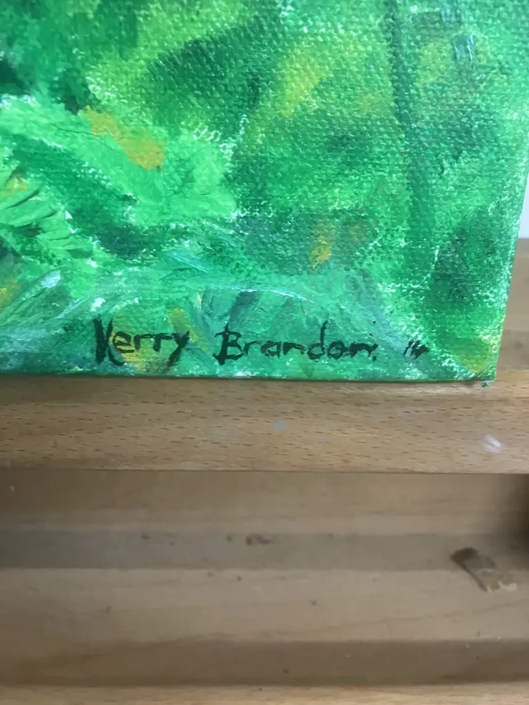 Kerry Brandon '14 "Valley of Flowers" Oil On Canvas, Signed Lower Right. 51 x 25.5cm Image 1++