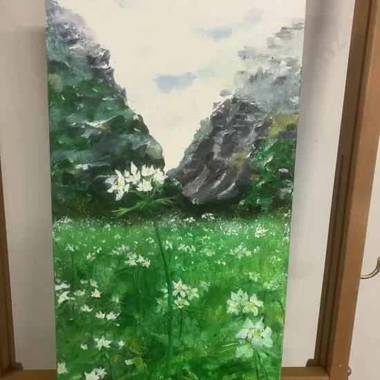 Kerry Brandon '14 "Valley of Flowers" Oil On Canvas, Signed Lower Right. 51 x 25.5cm