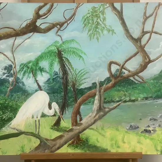 Kerry Brandon "Heron's Perch" 2013 Oil On Canvas, Signed Lower Right. 61 x 90cm