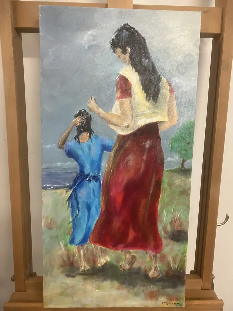 Kerry Brandon "The Walkers" Acrylic On Canvas, Signed Lower Right. 61 x 31cm Image 1++