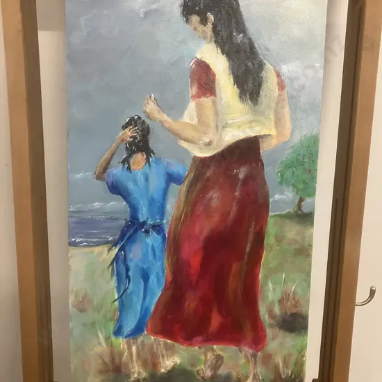 Kerry Brandon "The Walkers" Acrylic On Canvas, Signed Lower Right. 61 x 31cm