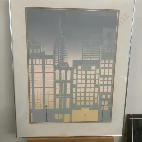 Ariane Wyss Facades of New York City Art Print. Glazed & Matted Frame. 78 x 62cm