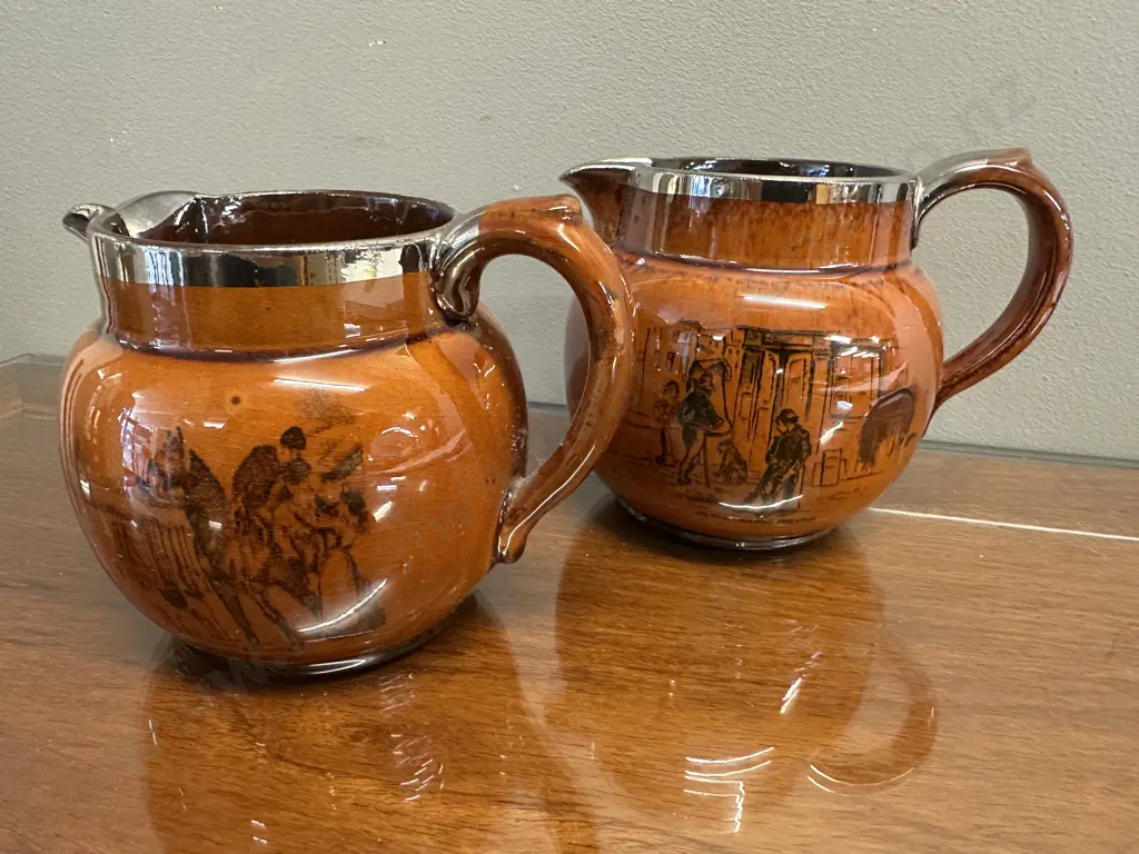 Vintage Athlo Ware Jug x2 Sons Of The Sea & Equestrian Image 1++