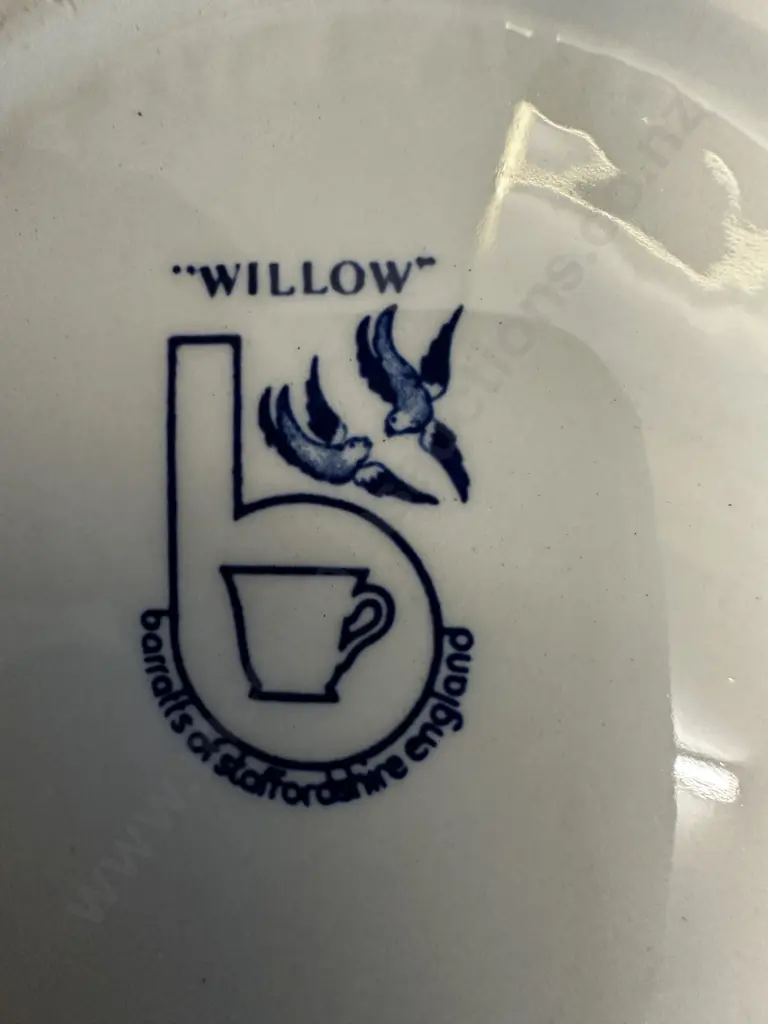 Staffordshire Blue & White Willow Teapot Image 1++