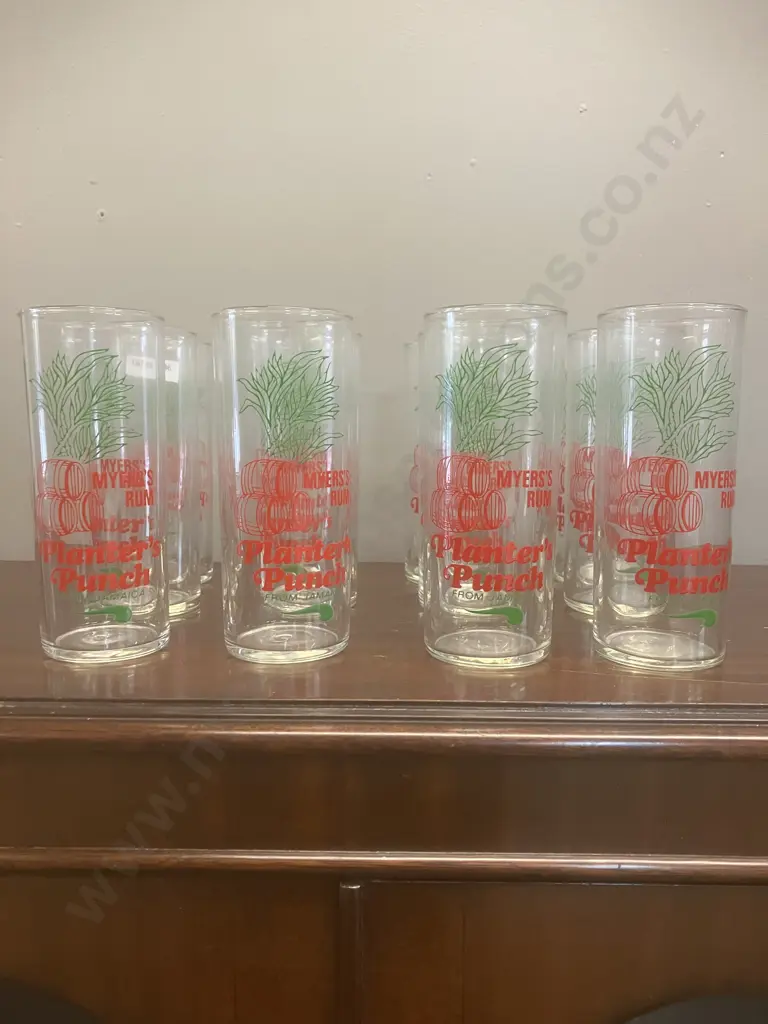 Vintage "Myer's Rum Planters Punch From Jamaica" Highball Glasses - Set of 12 Image 1++
