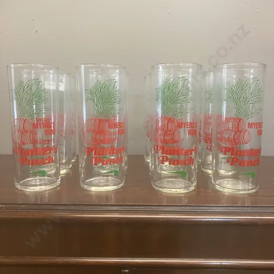 Vintage "Myer's Rum Planters Punch From Jamaica" Highball Glasses - Set of 12