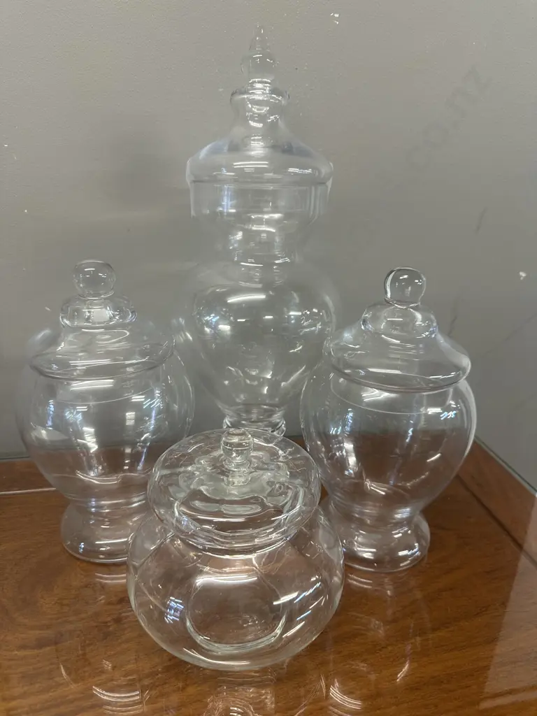 Selection Of  Lidded Glass Jars/Lolly Canisters Image 1++