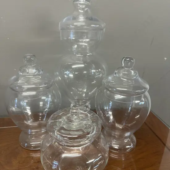 Selection Of  Lidded Glass Jars/Lolly Canisters