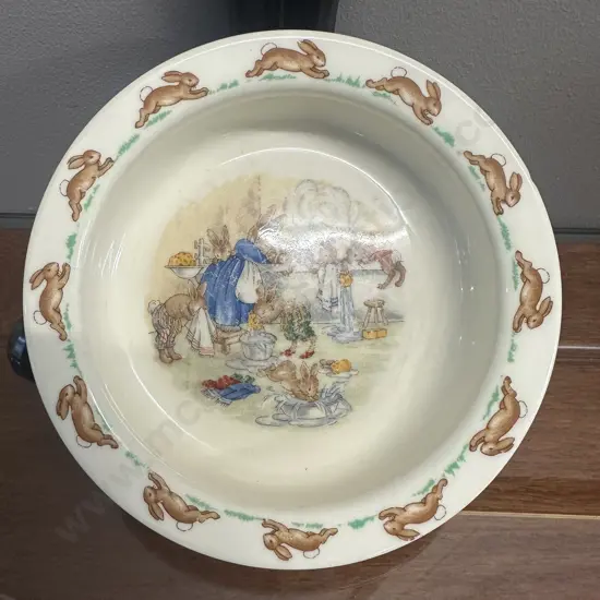 Vintage Royal Doulton Bunnykins Rimmed Cereal Bowl 'Bath Time'