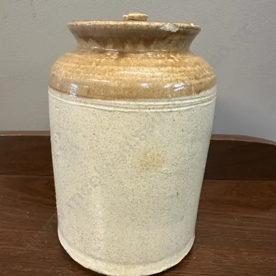 Vintage Two Toned Salt Glazed Stoneware Jar H23cm.
