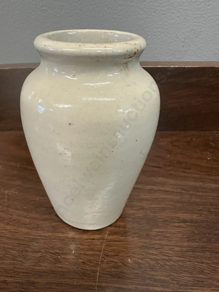 1910 Sepia Transfer Pictorial Cream Pot -Milkmaid With Cream Crock H11cm. Image 1++