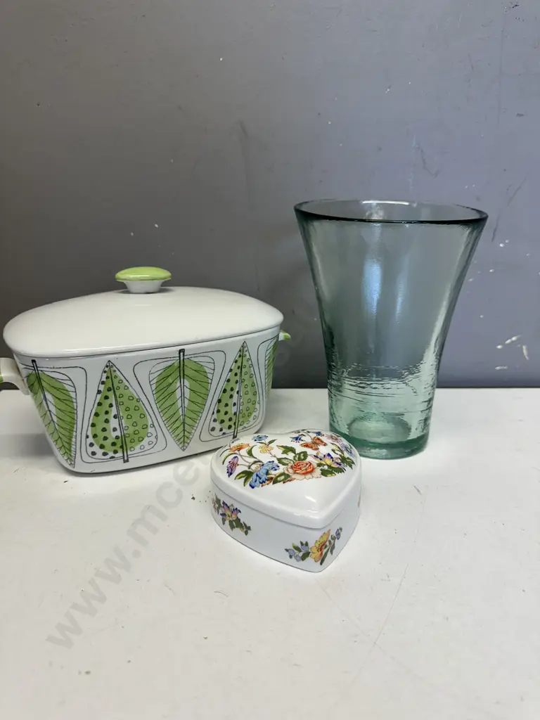 Rorstrand 'Garden' Ceramic Covered Casserole Dish, Aynsley Love Heart Trinket Dish & Vase Image 1++