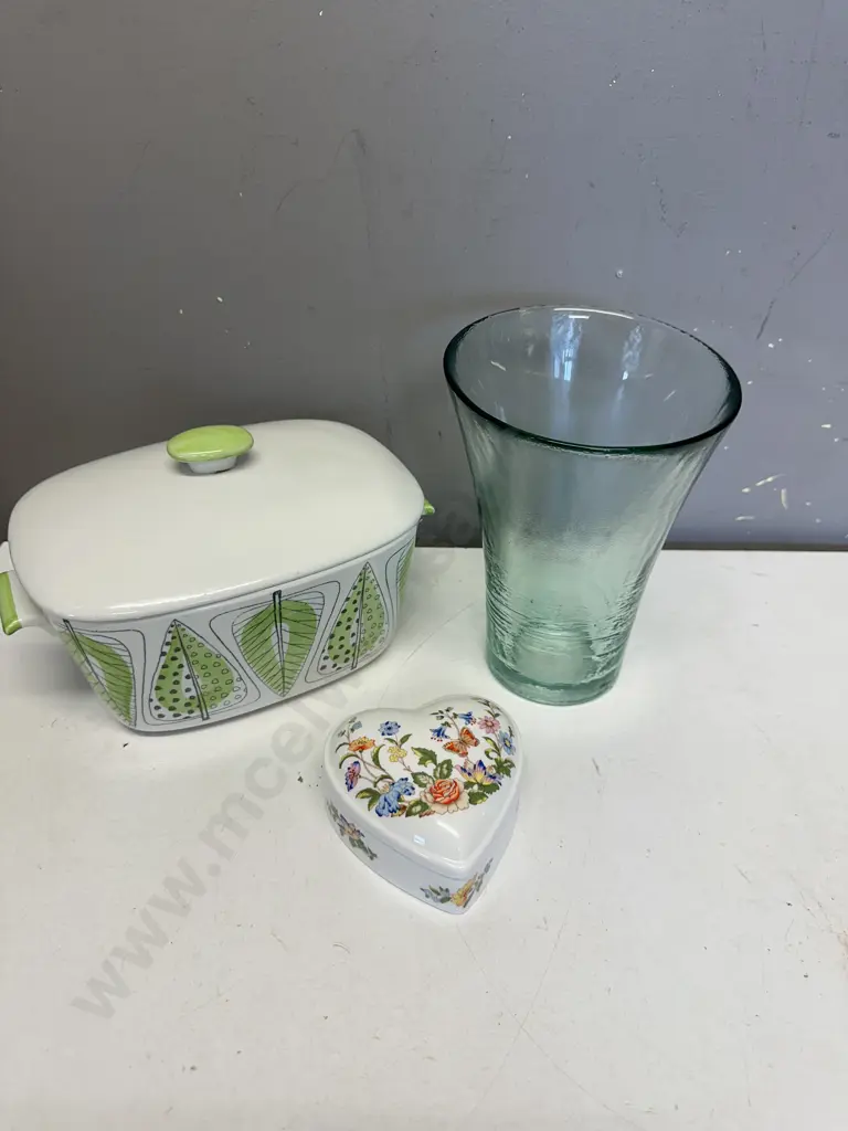 Rorstrand 'Garden' Ceramic Covered Casserole Dish, Aynsley Love Heart Trinket Dish & Vase Image 1++