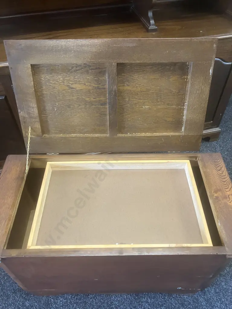 Mid-Century Art Deco Oak Blanket Bow With Inner Tray. H52 W91 D44cm Image 1++