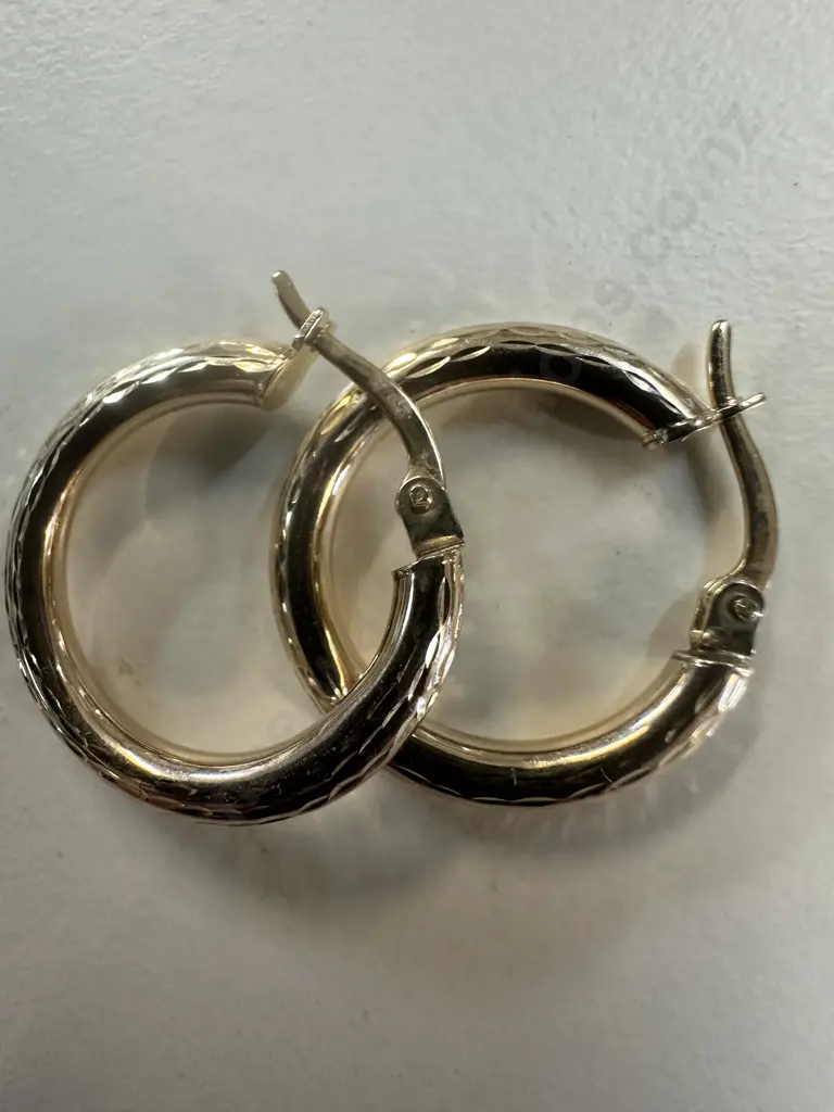 Pair Of Stamped 375 Gold Earrings Image 1++