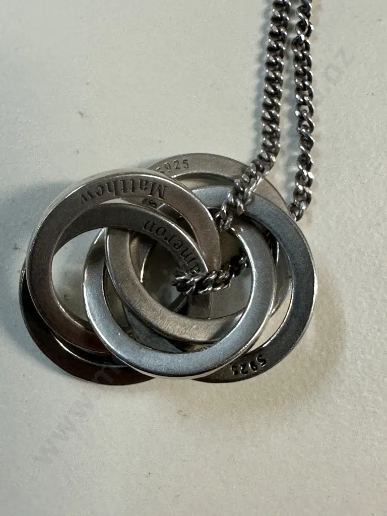 Stamped 925 Necklace & Five Ring Named Pendants Image 1++
