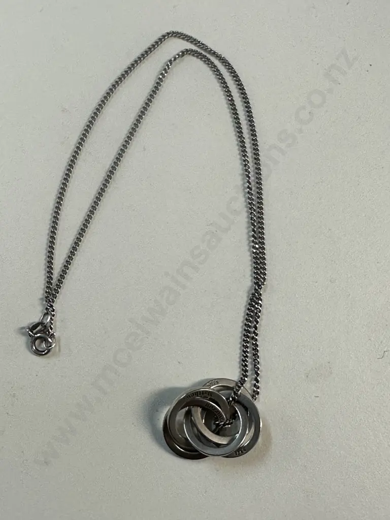 Stamped 925 Necklace & Five Ring Named Pendants Image 1++