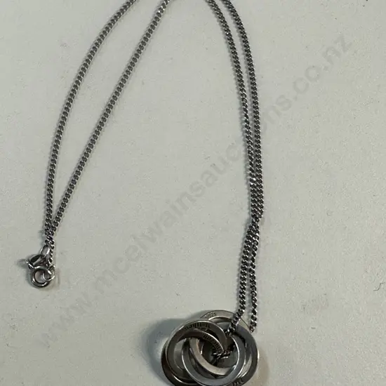 Stamped 925 Necklace & Five Ring Named Pendants