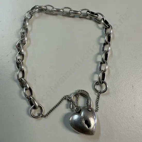 Belcher Chain Bracelet With Love Heart Clasp Stamped 925