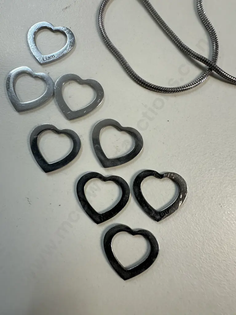 Necklace, Bracelet & Assorted 8 Named Love Hearts Image 1++